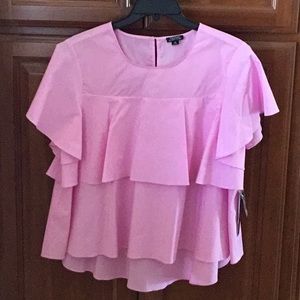 Tahari/Arthur S. Levine pink ruffle blouse, Size M
